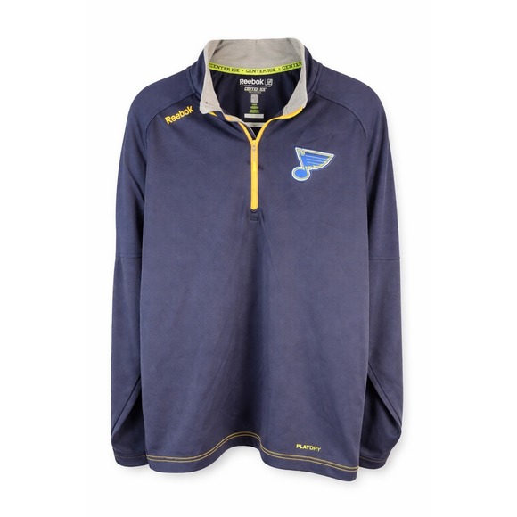 Reebok Other - Reebok NHL St. Louis Blues Pullover Mens Large Navy Blue Quarter Zip PlayDry NHL